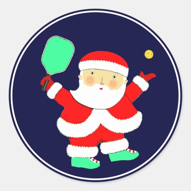 Autocollant rond Pickleball Christmas Classic (Devant)