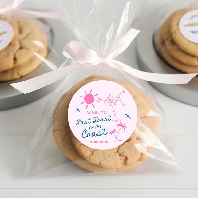 Autocollant rond pour le dernier toast de weekend  (Last Toast Coastal Bachelorette Weekend round sticker)