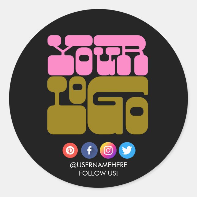 Autocollant rond pour les médias sociaux avec logo (Devant)