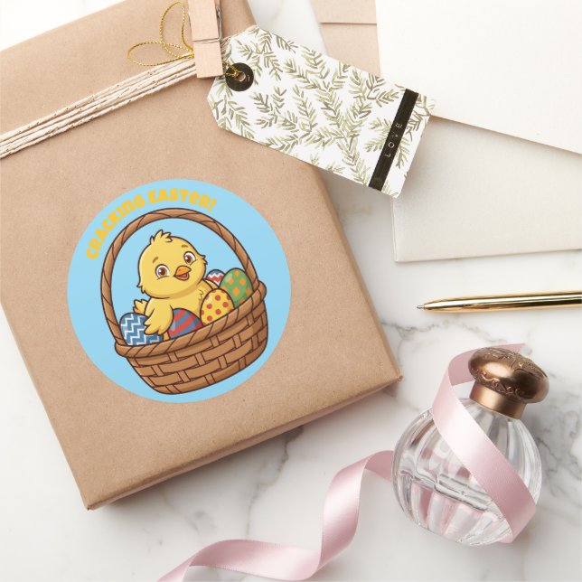 Autocollant Rond Poussin de Pâques (Cadeaux)