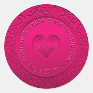 Autocollant rond rose Faux Foil