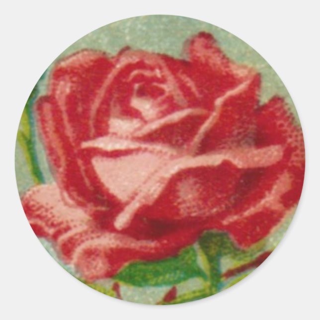 Autocollant rond Rose français antique (Devant)
