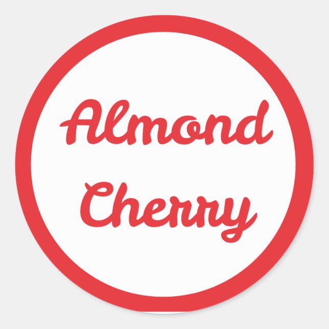 Autocollant rond saveur cerise amande ROUGE (Devant)