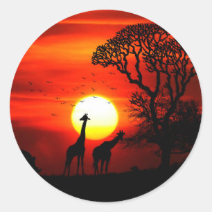 Autocollant rond Sunset africain