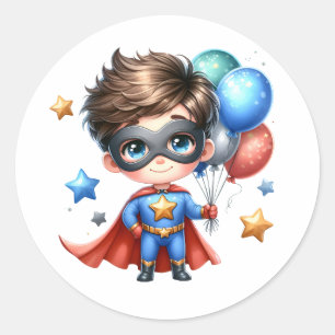Autocollant Rond Super-héros   Anniversaire Enfant