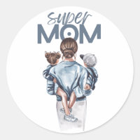 Autocollant rond Supermom