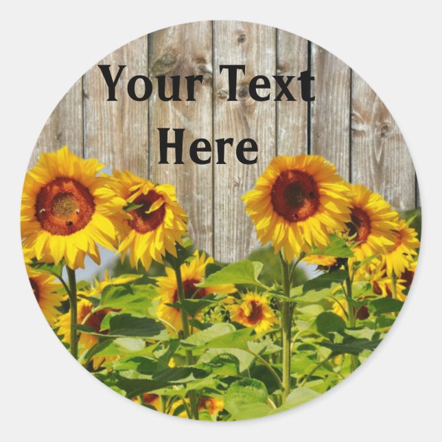 Autocollant rond texte jaune tournesol, brillant (Devant)