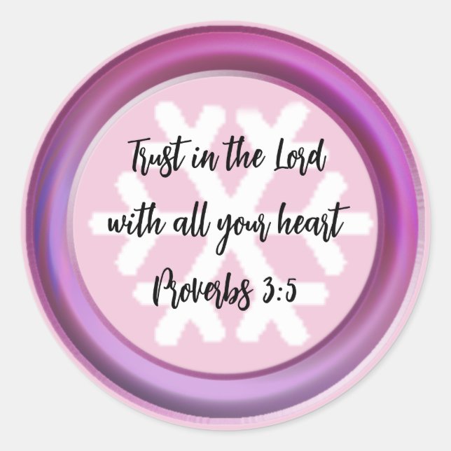 Autocollant rond Trust Bible Verse Proverbs 3:5 (Devant)
