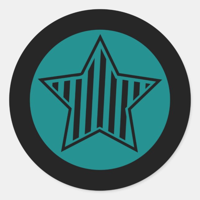Autocollant rond turquoise et Black Star (Devant)