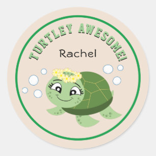 Autocollant rond Turtley classique personnalisé
