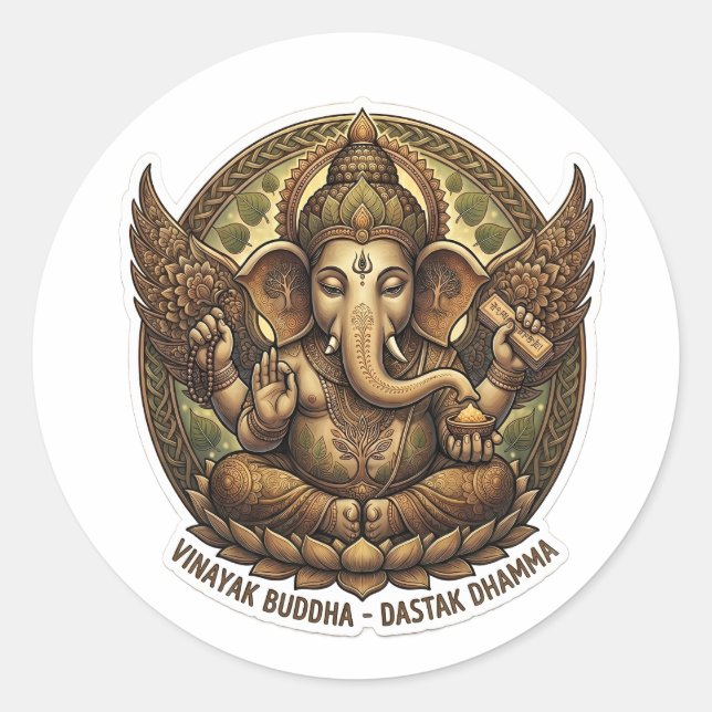 Autocollant rond Vinayak Dhamma et Katiya Art (Devant)