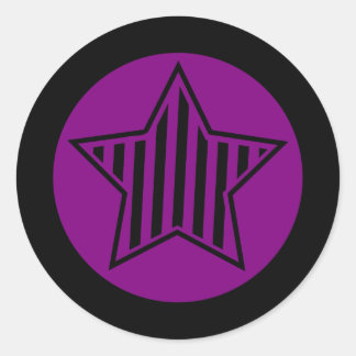 Autocollant rond violet et étoile noire