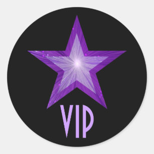 Autocollant rond VIP violet Star noir