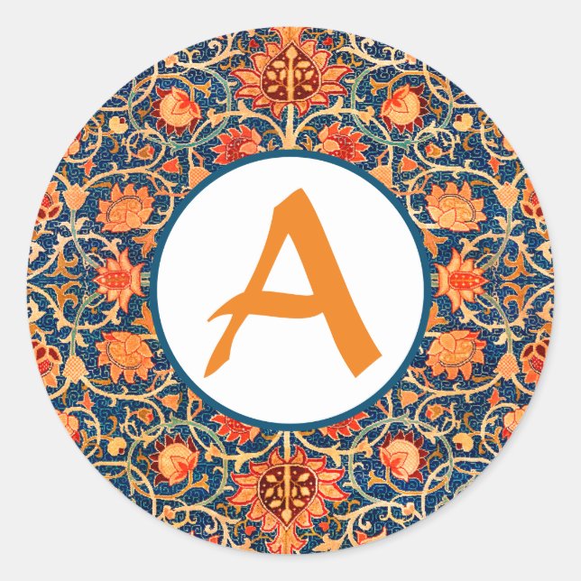 AUTOCOLLANT RONDE À L'INITIALE PERSONNALISÉE Willi (Devant)