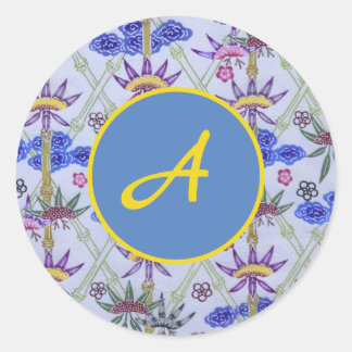 AUTOCOLLANT RONDE INITIAL PERSONNALISÉ AVEC FLEURS