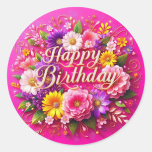 Autocollant rose Anniversaire