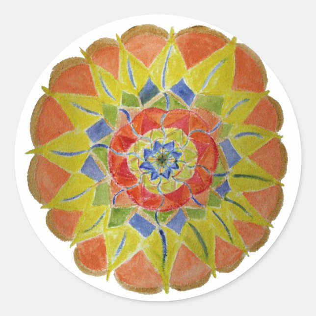 Autocollant rose Aquarelle Mandala (Devant)