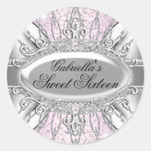 Autocollant Rose & Argent Pailleté Diamant Sweet 1