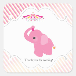 Autocollant rose Baby shower éléphant Favoriser