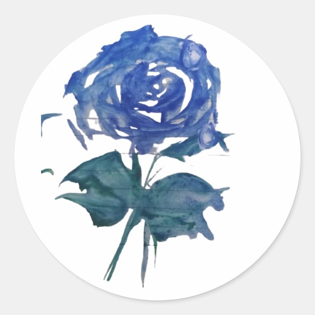 Autocollant Rose bleu aquarelle (Devant)