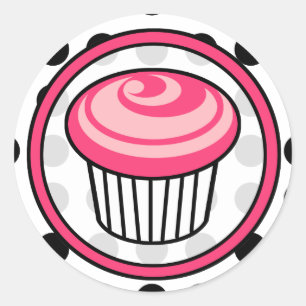Autocollant rose Cupcake pour l'anniversaire - Poi