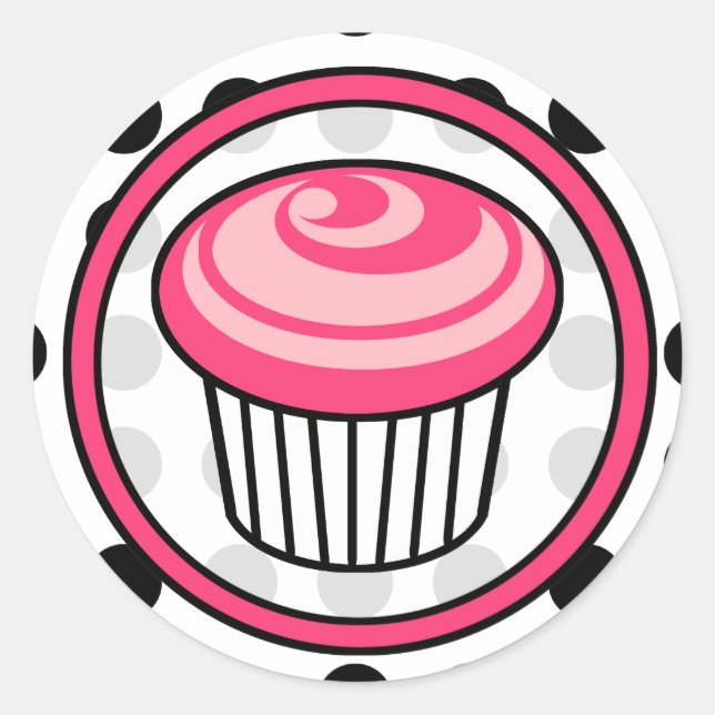 Autocollant rose Cupcake pour l'anniversaire - Poi (Devant)