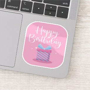 Autocollant rose d'anniversaire heureux