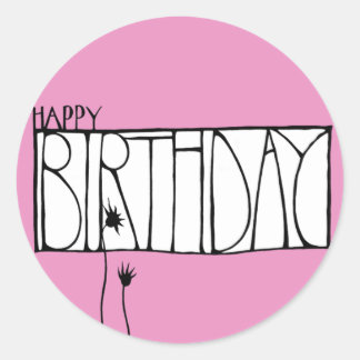 Autocollant rose d'anniversaire heureux