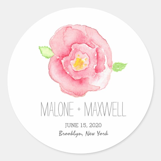 Autocollant Rose d'aquarelle I Mariage floral (Devant)