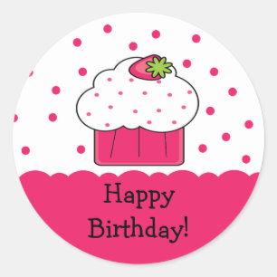 Autocollant rose de joyeux anniversaire de petit