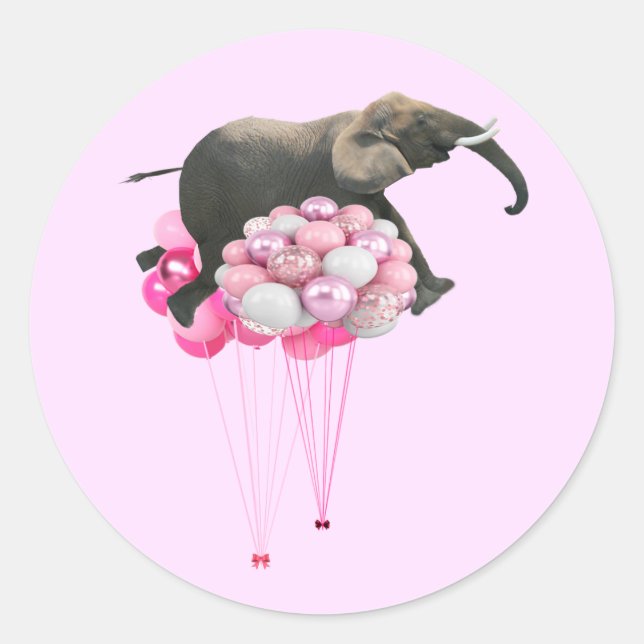 Autocollant Rose Éléphant Flottant (Devant)
