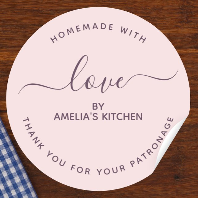 Autocollant Rose Fait maison avec amour merci (Créateur téléchargé)
