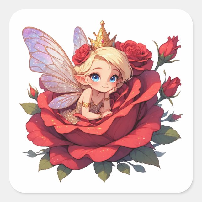 🌹 Autocollant Rose Fée Rouge Pour Fans de Fairyco (Devant)