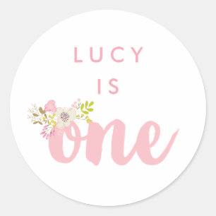 Autocollant rose Floral Girls First Birthday