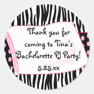 Autocollant rose ronde de la fête du pyjama