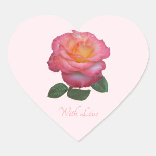 Autocollant rose rose avec amour
