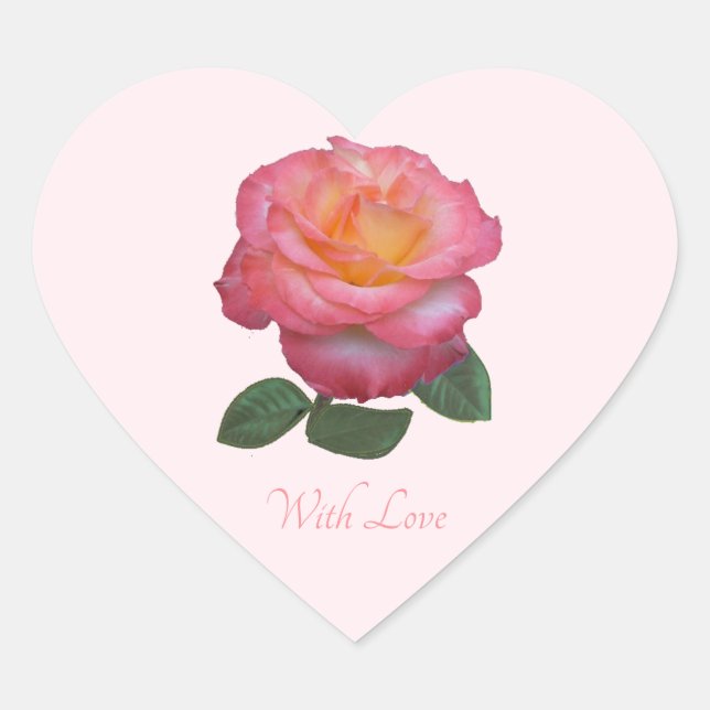 Autocollant rose rose avec amour (Devant)