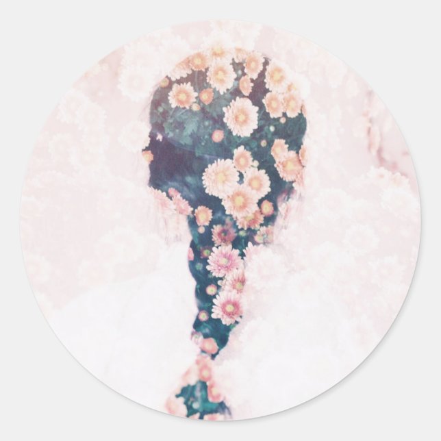 Autocollant rose rose rose rose rose pastel tressé (Devant)