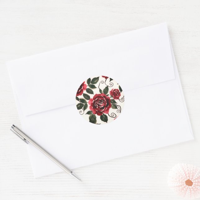 Autocollant Rose Rouge Foncé (Enveloppe)