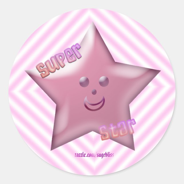 Autocollant rose Super Star (Devant)