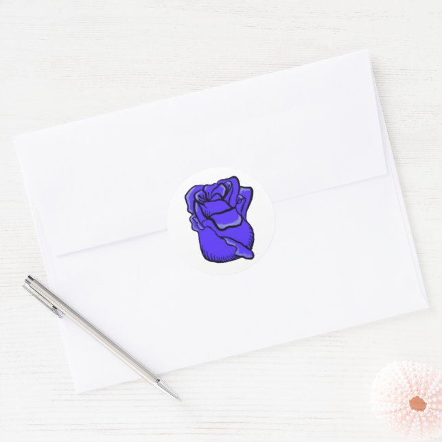 Autocollant Rose violet personnalisable (Enveloppe)