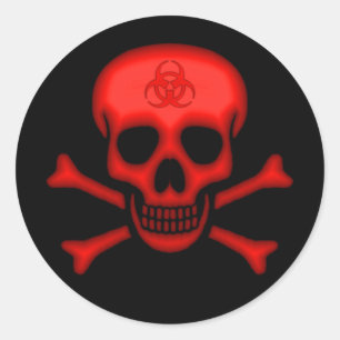 Autocollant rouge à crâne biologique