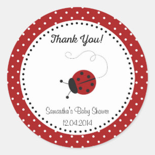 Autocollant rouge de baby shower de coccinelle