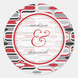 Autocollant rouge de mariage de motif de mod