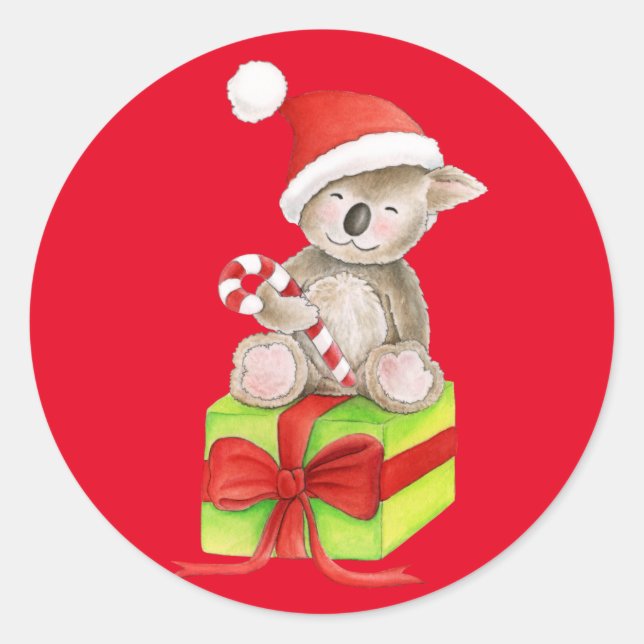 autocollant rouge de Noël Koala (Devant)
