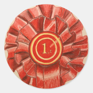autocollant rouge de récompense de rosette de ęr