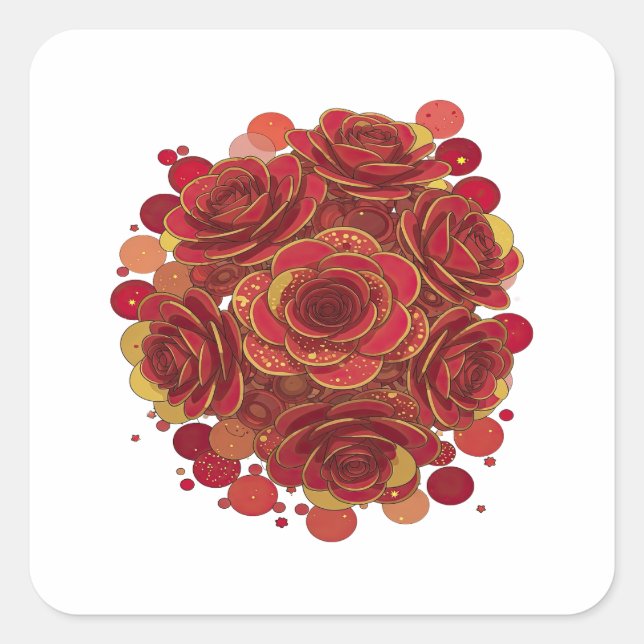Autocollant Rouge Dynamique ROSES ROUGES ET ÉTOILE (Devant)