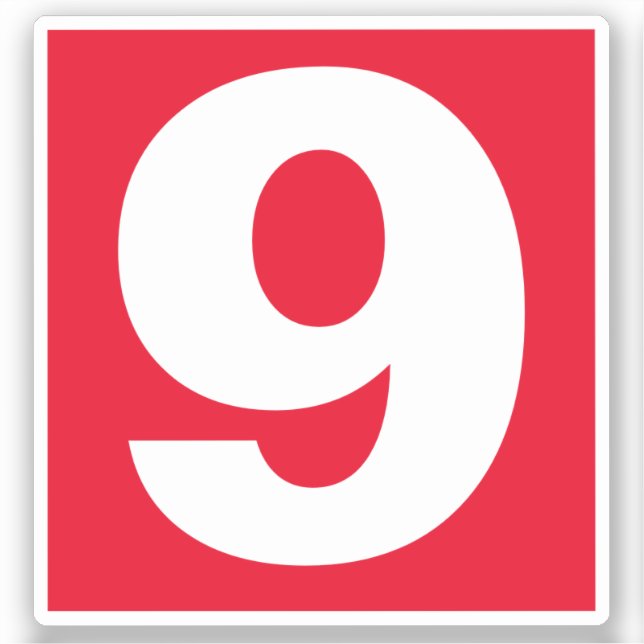 Autocollant rouge et blanc numéro neuf (Recto)