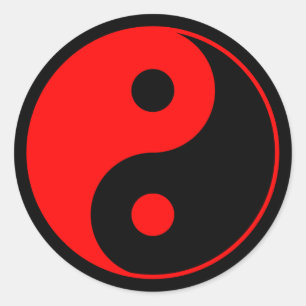 Autocollant rouge et noir de symbole de Yin Yang