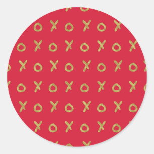 Autocollant Rouge & Or X O XO XO Tendance Mignon